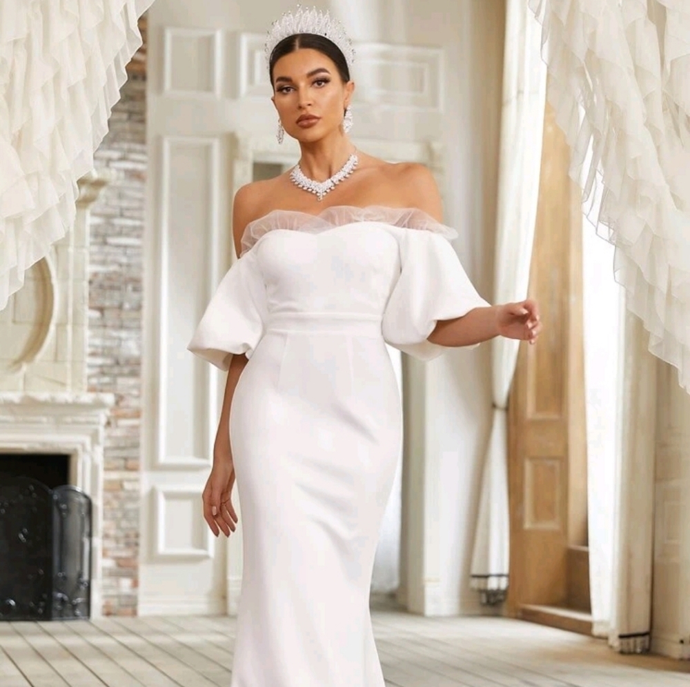 Giffniseti off Shoulder Mermaid Wedding Dress Sz 8